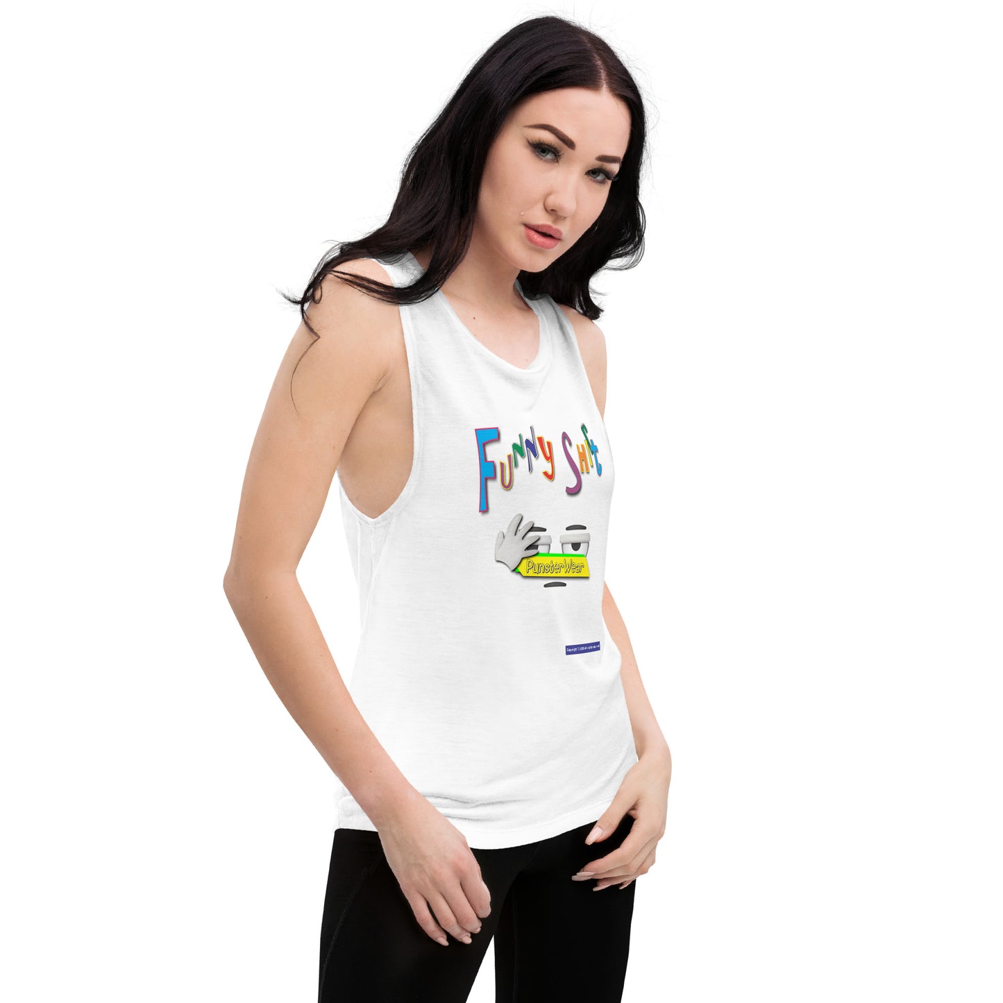 PunsterWear Funny Shi(r)t Logo (Bottom) | Women's Muscle Tank Top