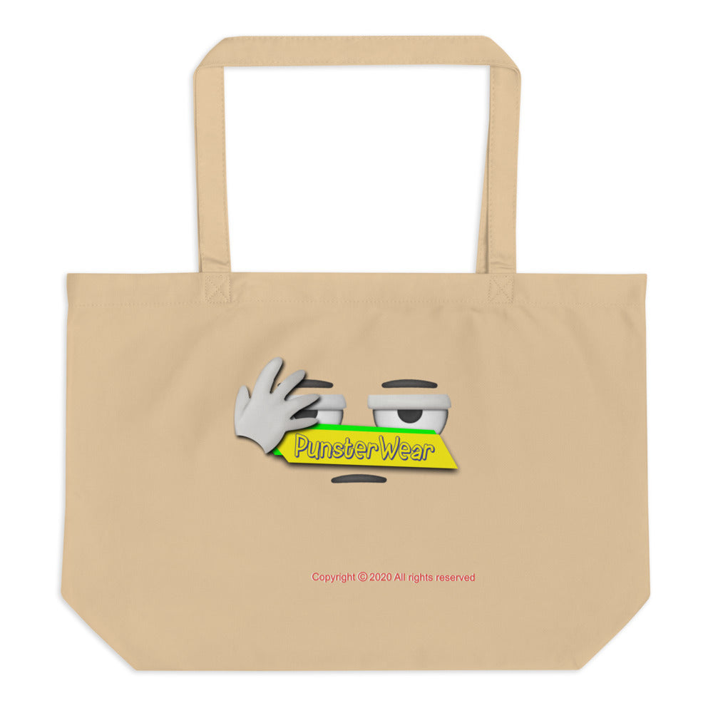 PunsterWear Logo | Large Organic Tote Bag (Black or Oyster)
