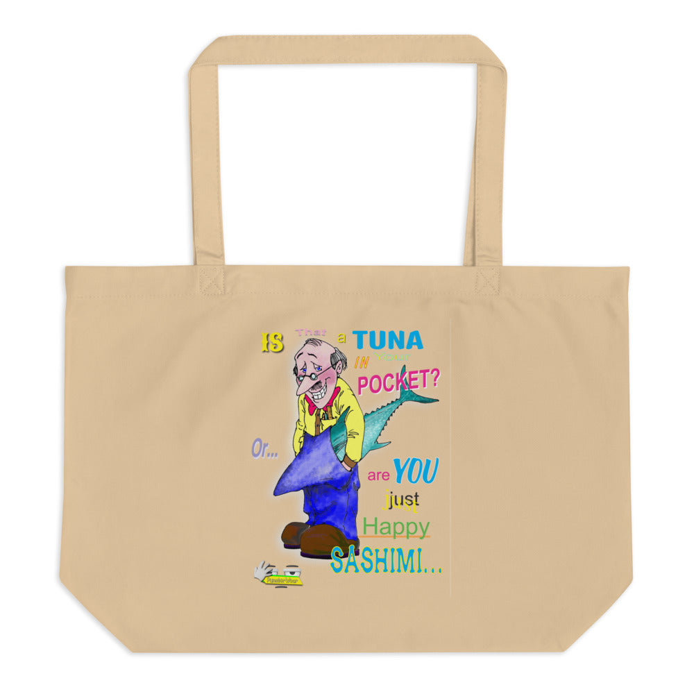 Happy Sashimi | Large Organic Tote Bag (Black or Oyster)