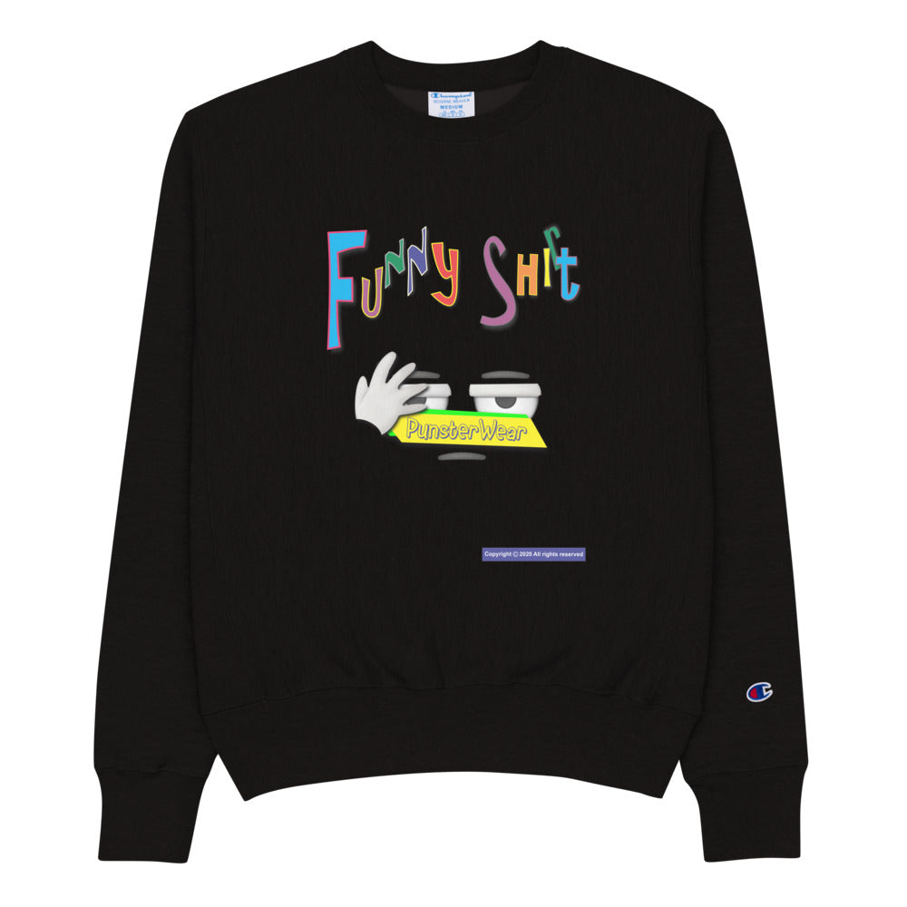PunsterWear Funny Shi(r)t Logo (Top) | Men's Champion Crew Neck Sweatshirt