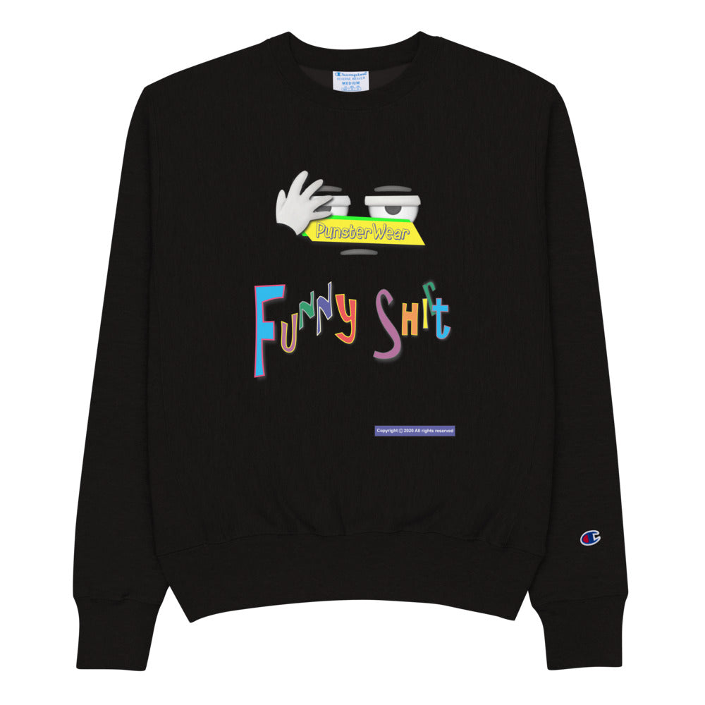 PunsterWear Funny Shi(r)t Logo (btm) | Men's Champion Crew Neck Sweatshirt
