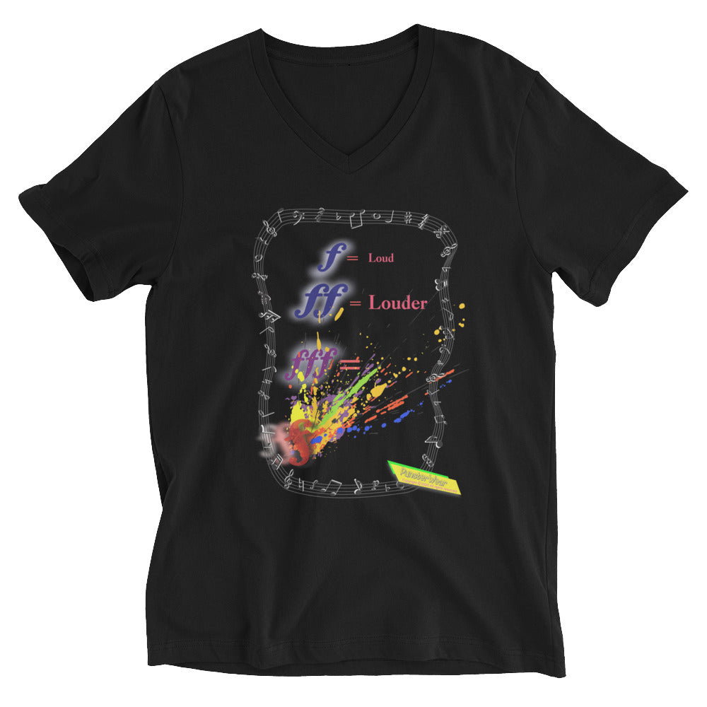 Triple Forte (FFF) – SPLAT | Unisex Short Sleeve V-Neck T-Shirt