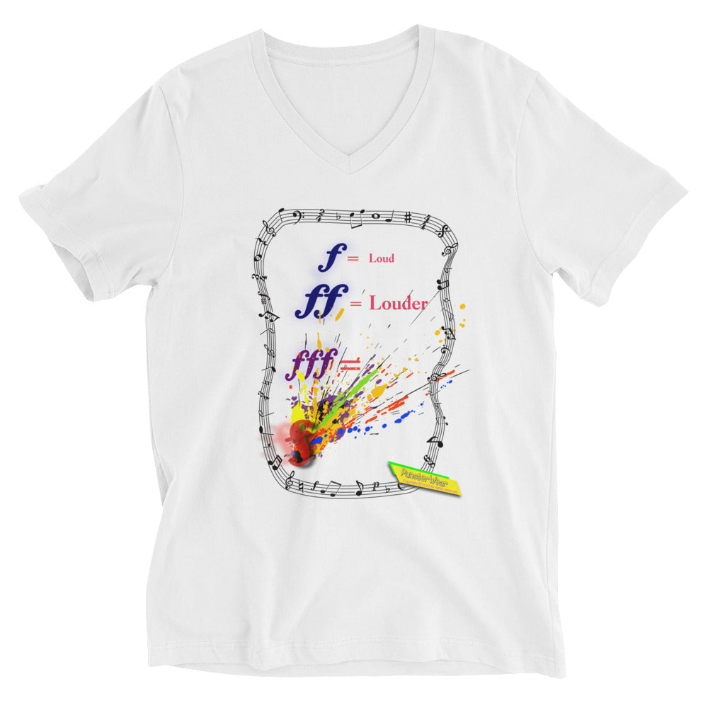 Triple Forte (FFF) – SPLAT | Unisex Short Sleeve V-Neck T-Shirt