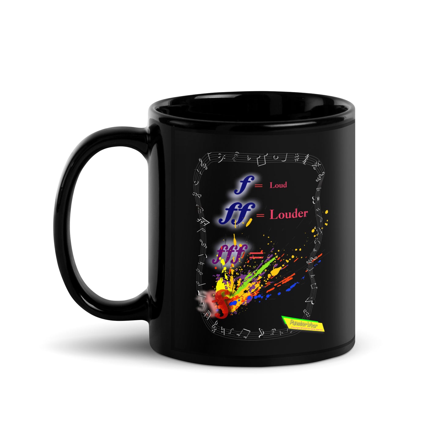 Triple Forte (FFF)-SPLAT  |  Black glossy mug, 11oz & 15oz