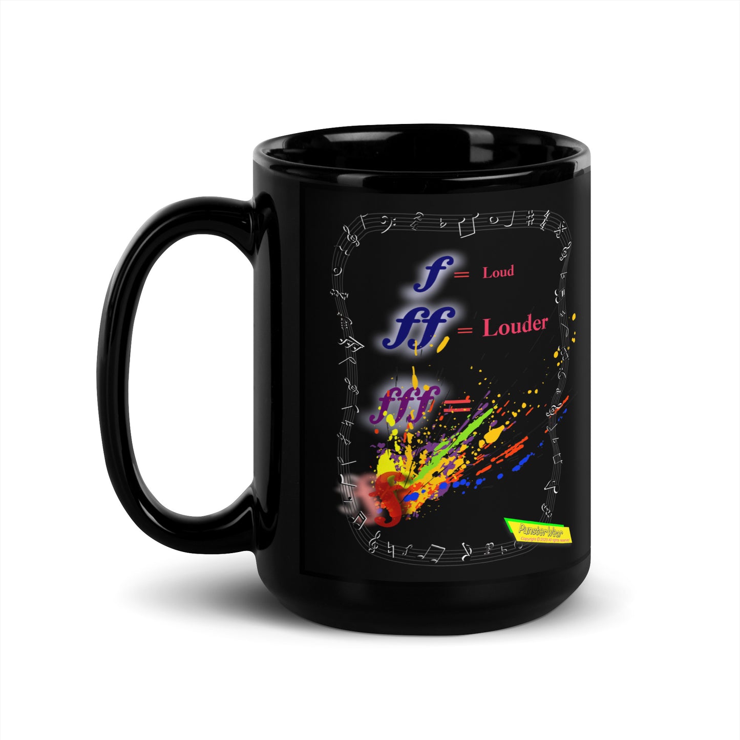 Triple Forte (FFF)-SPLAT  |  Black glossy mug, 11oz & 15oz