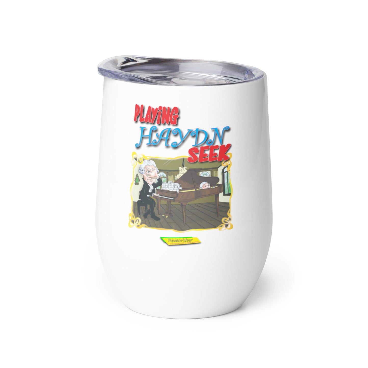 PLAYING HAYDN SEEK  |  Stainless Steel Wine Tumbler, 12oz