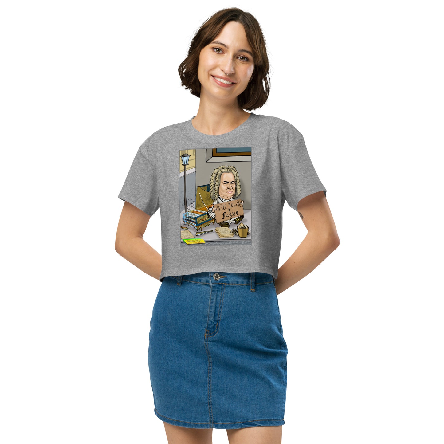 WILL WORK FOR FUGUE  |  Women's Crop Top Crew Neck t-shirt