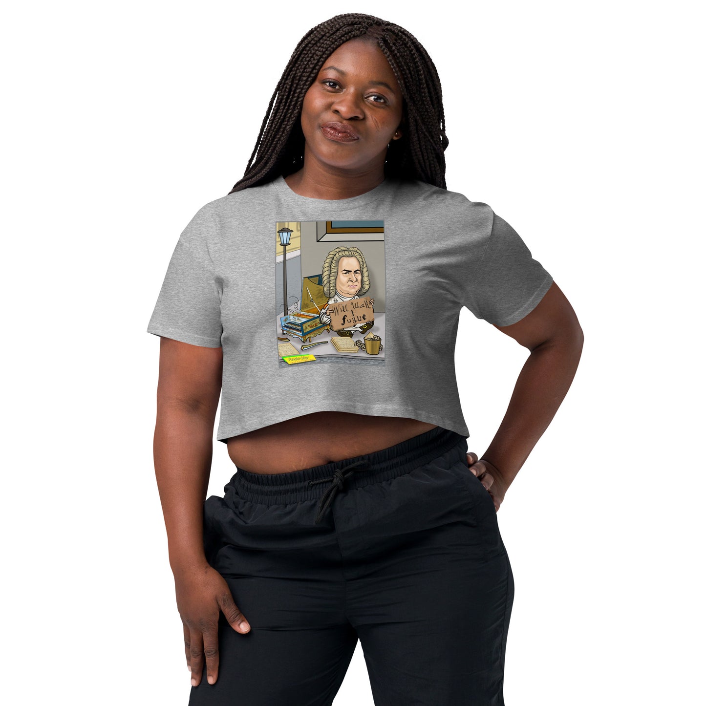 WILL WORK FOR FUGUE  |  Women's Crop Top Crew Neck t-shirt