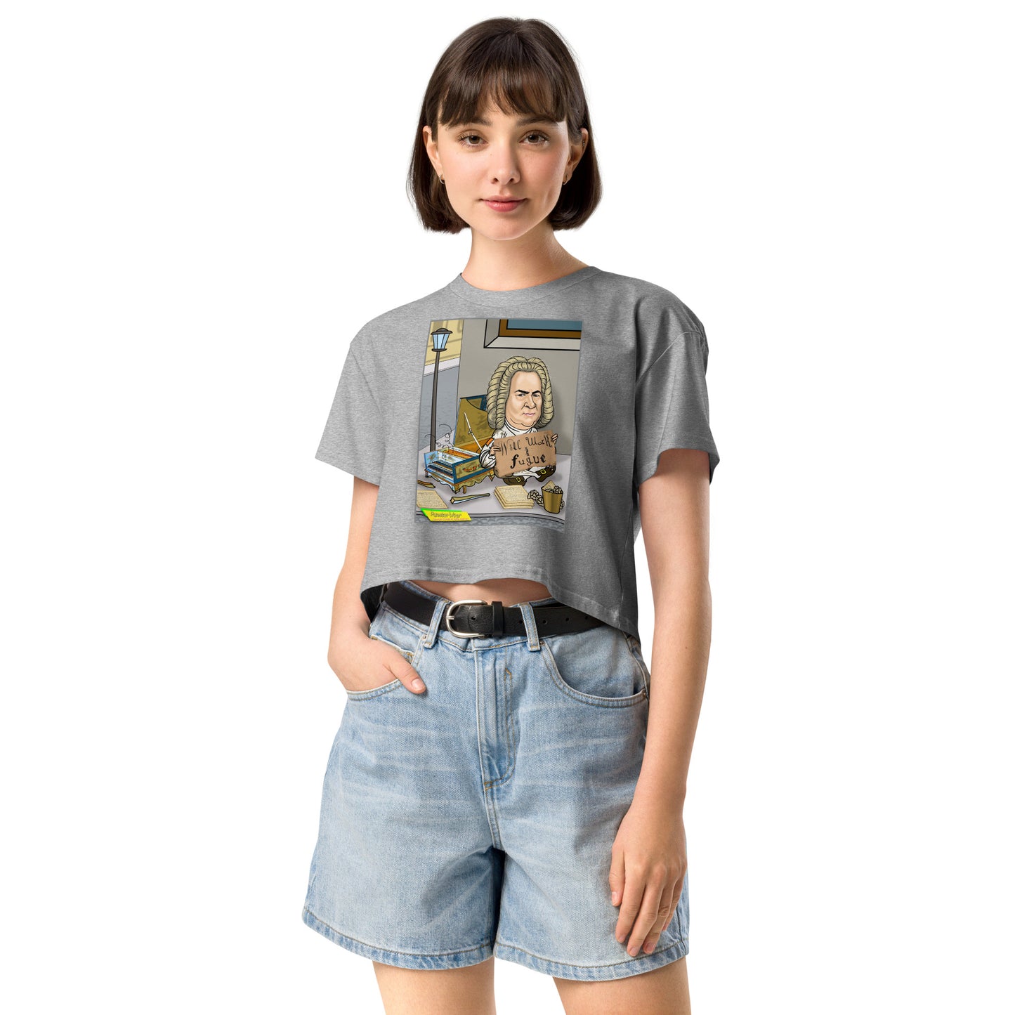 WILL WORK FOR FUGUE  |  Women's Crop Top Crew Neck t-shirt