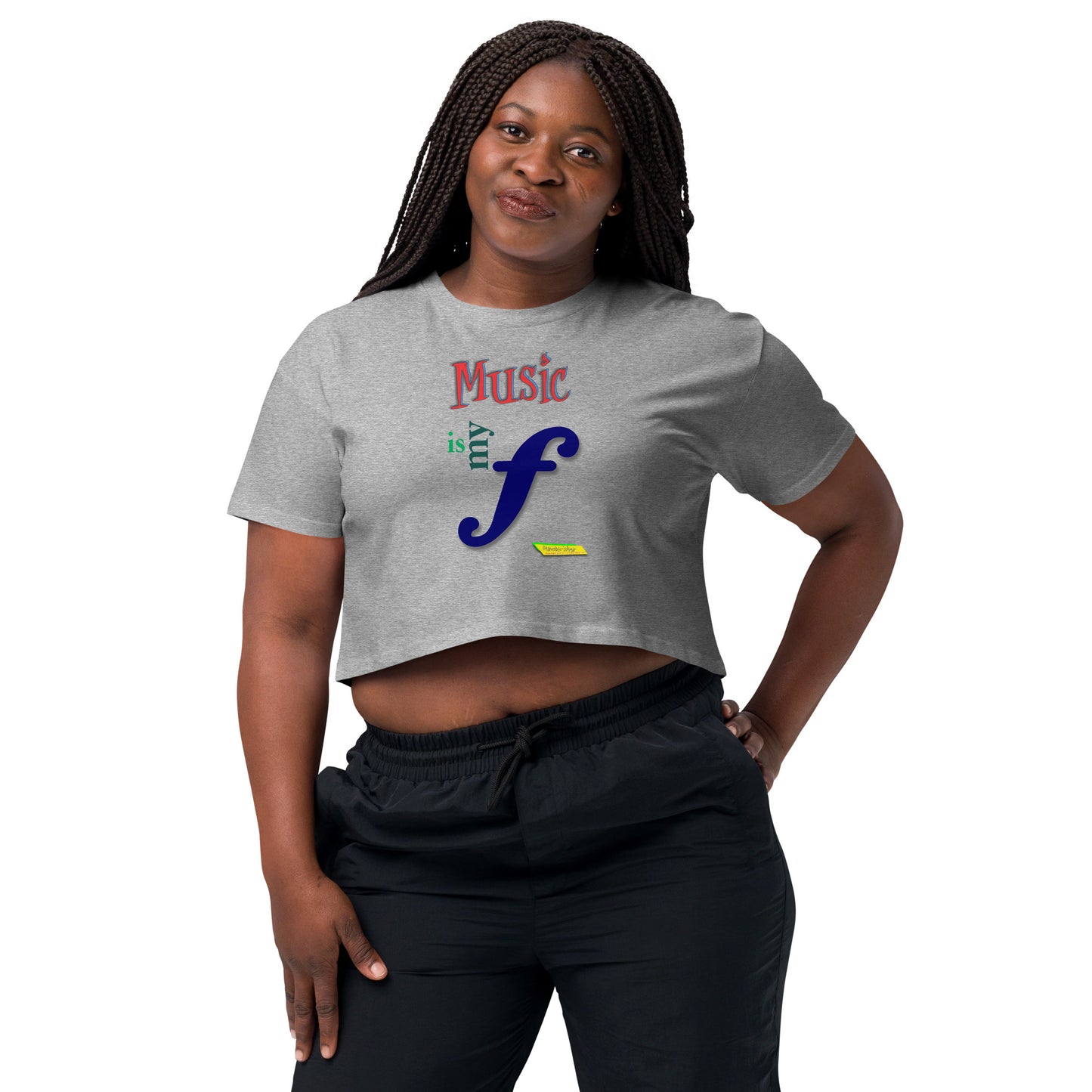 MUSIC IS MY F (FORTE)  |  Women's Crop Top Crew Neck t-shirt
