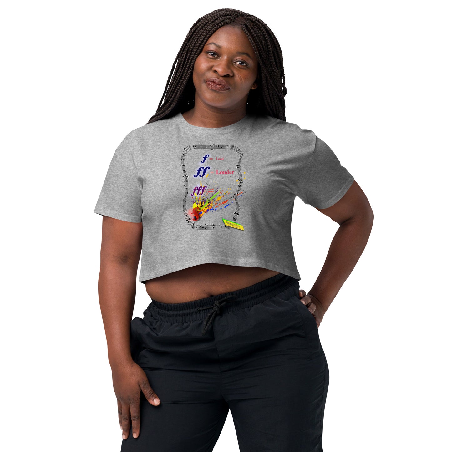 Triple Forte (FFF)-SPLAT  |  Women's Crop Top Crew Neck t-shirt