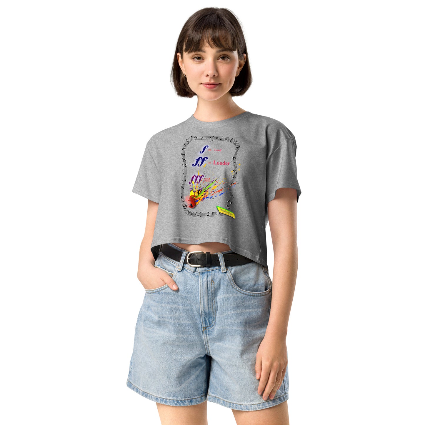 Triple Forte (FFF)-SPLAT  |  Women's Crop Top Crew Neck t-shirt
