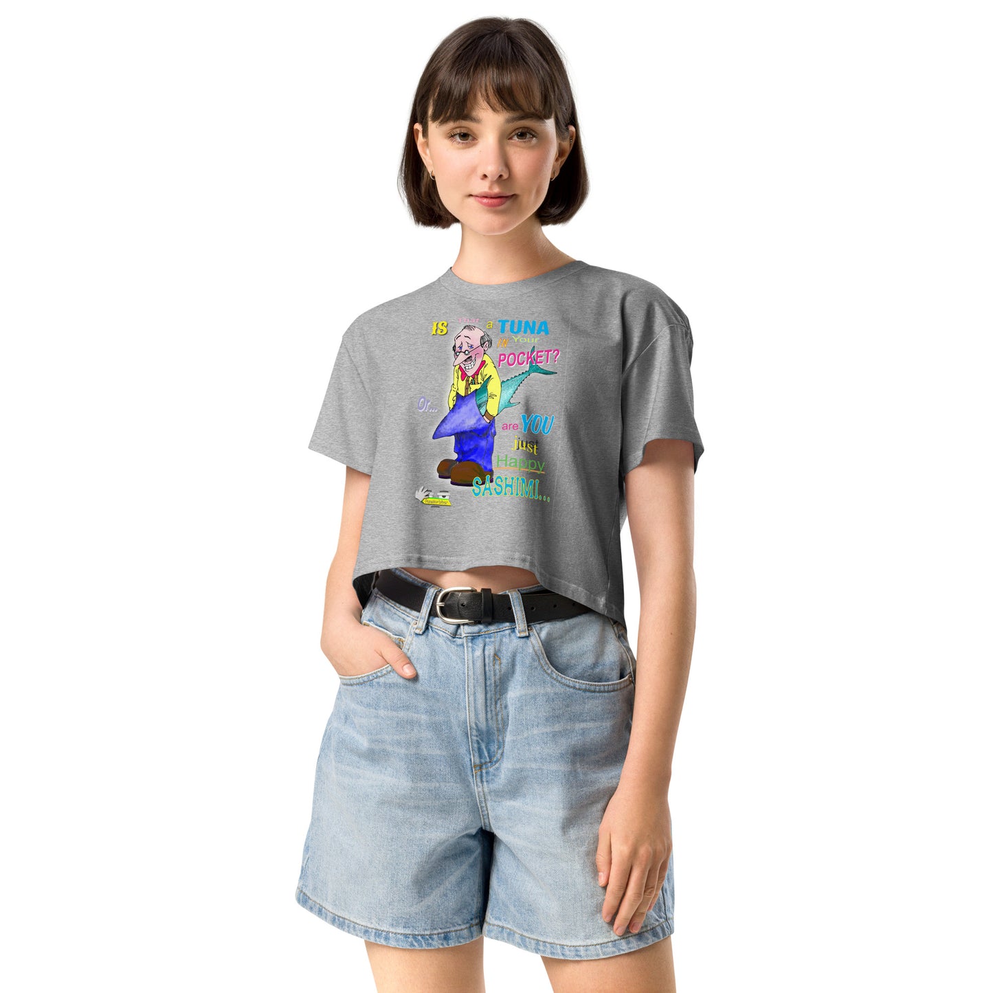 HAPPY SASHIMI  |  Women's Crop Top Crew Neck t-shirt