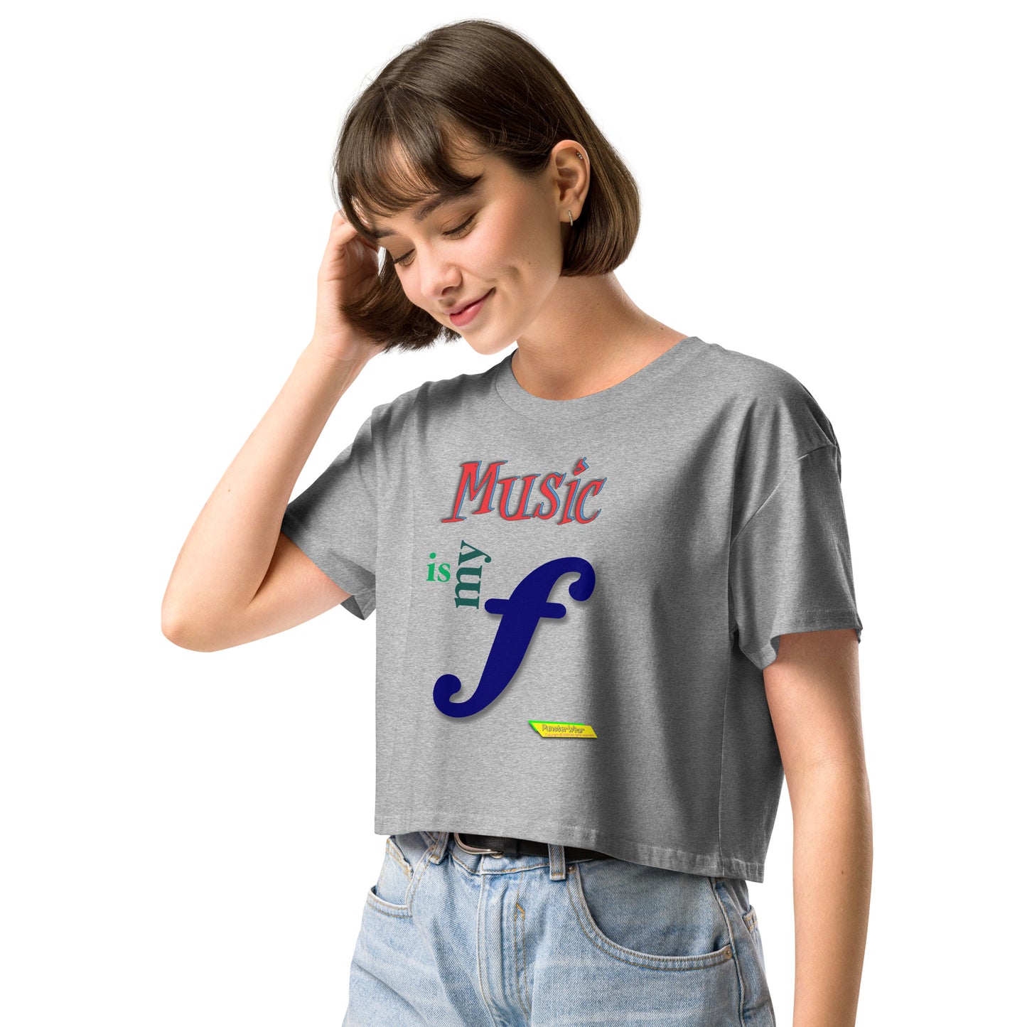 MUSIC IS MY F (FORTE)  |  Women's Crop Top Crew Neck t-shirt