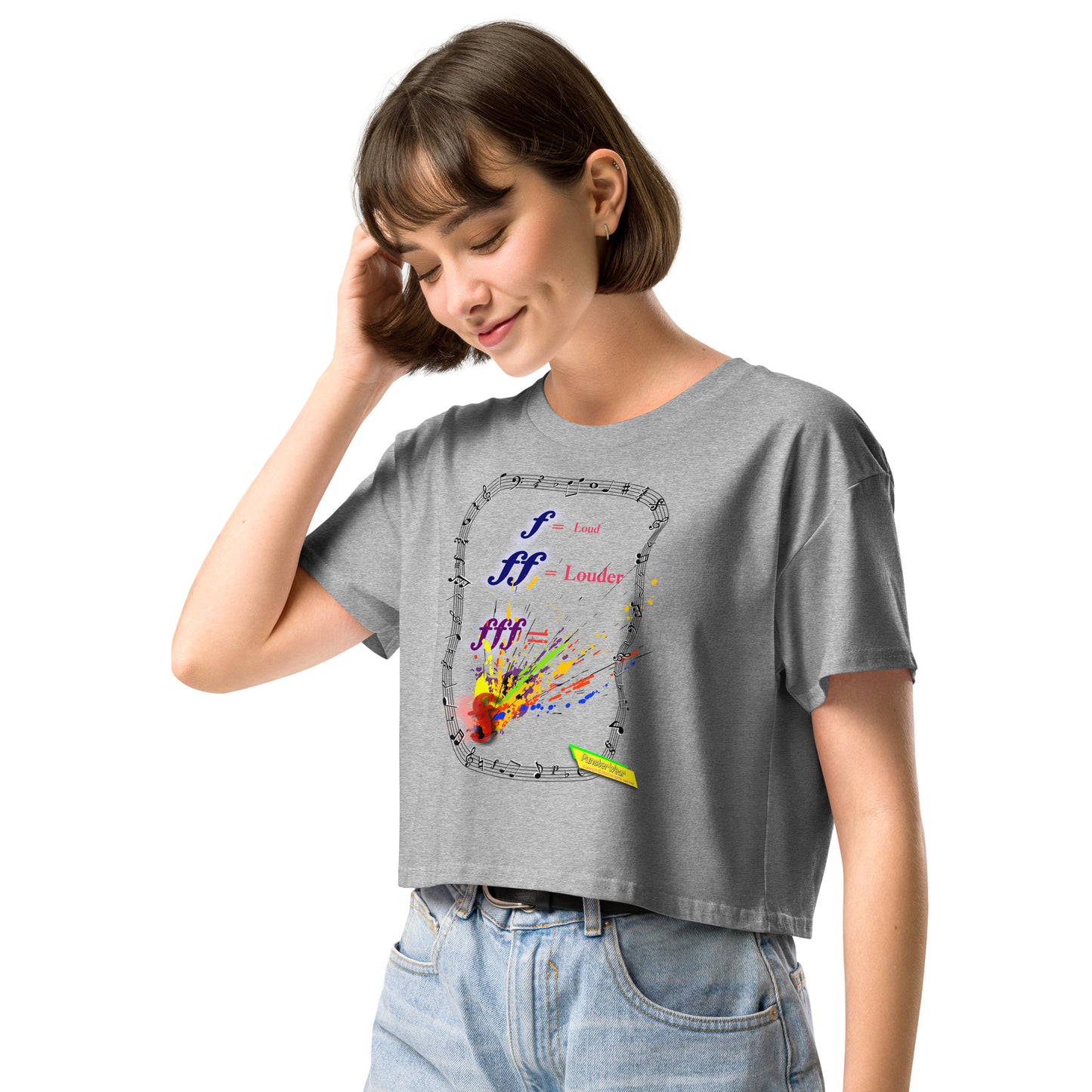 Triple Forte (FFF)-SPLAT  |  Women's Crop Top Crew Neck t-shirt