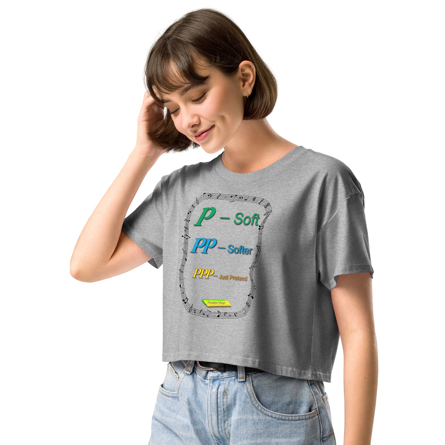 Triple Pianissimo (PPP)-JUST PRETEND  |  Women's Crop Top Crew Neck t-shirt