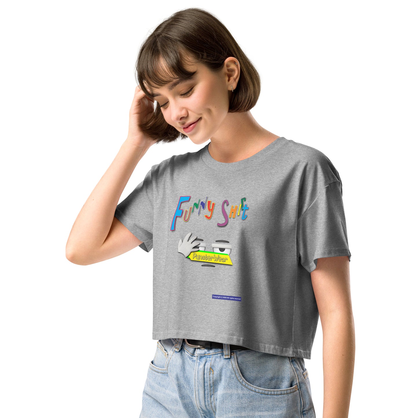 PunsterWear Funny Shi(r)t Logo (Bottom)  |  Women's Crop Top Crew Neck t-shirt