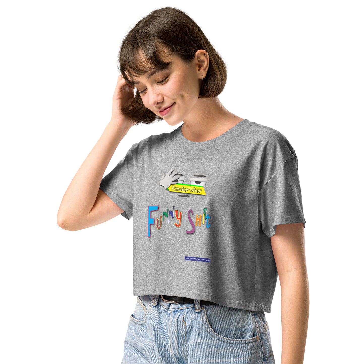 PunsterWear Funny Shi(r)t Logo (Top)  |  Women's Crop Top Crew Neck t-shirt