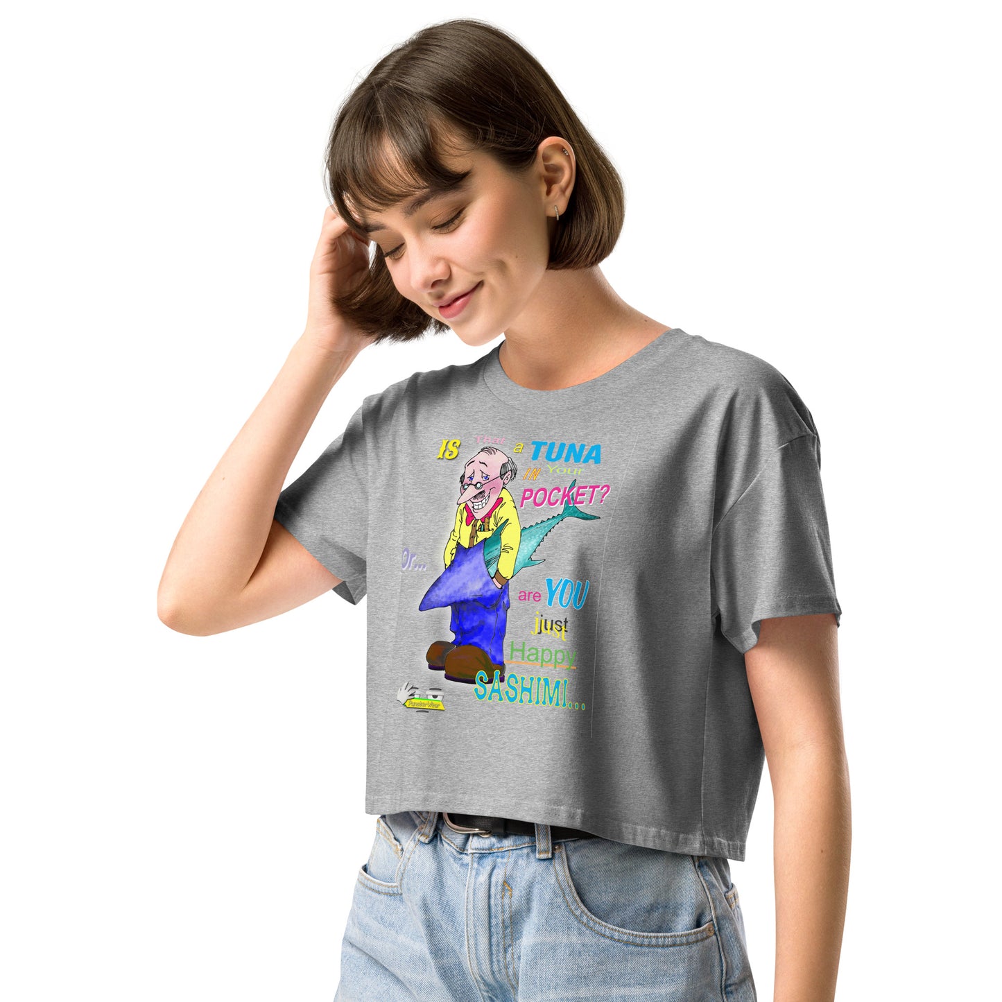 HAPPY SASHIMI  |  Women's Crop Top Crew Neck t-shirt