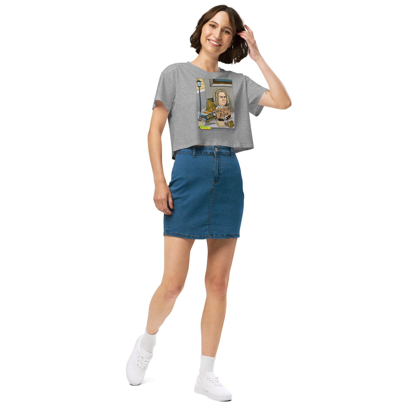 WILL WORK FOR FUGUE  |  Women's Crop Top Crew Neck t-shirt