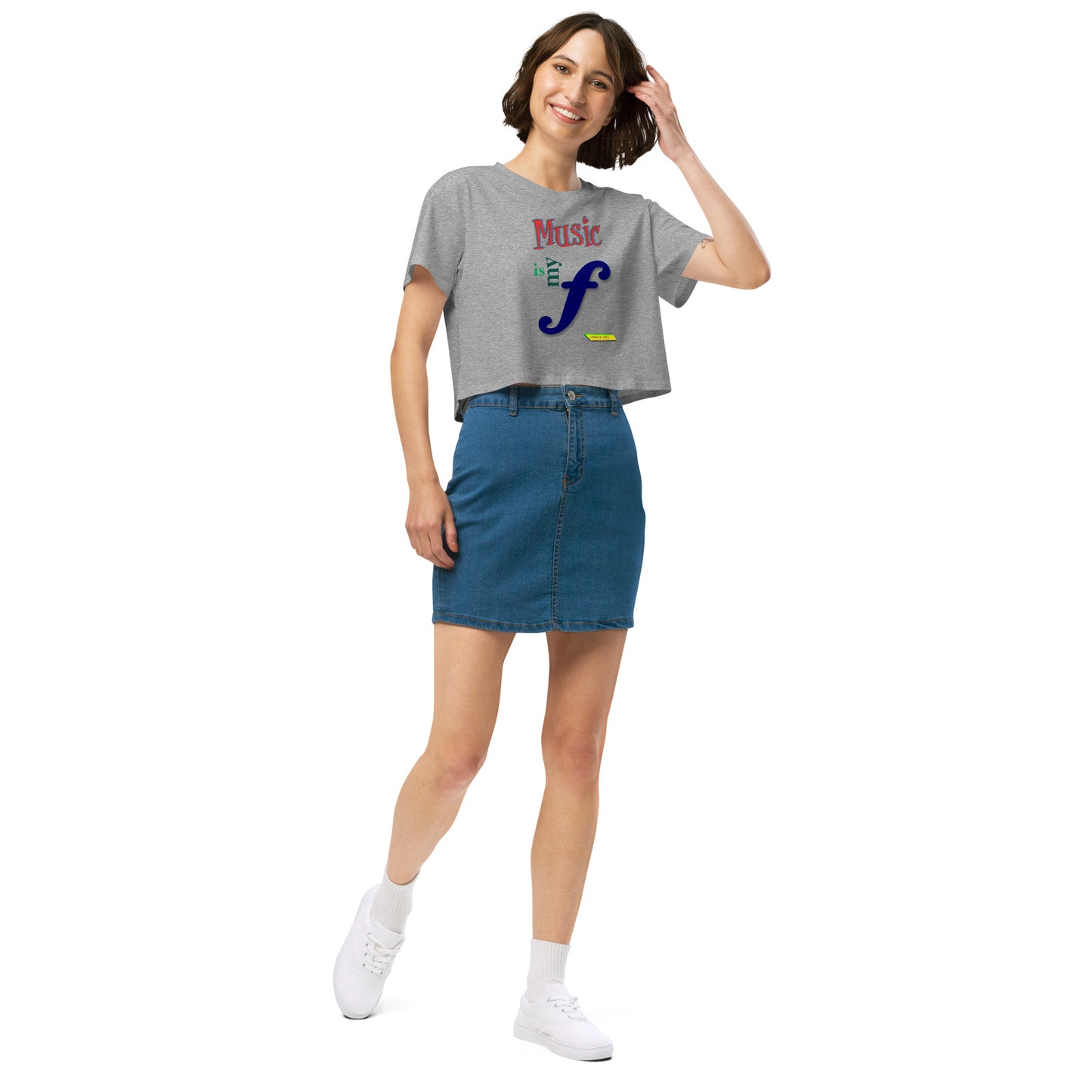 MUSIC IS MY F (FORTE)  |  Women's Crop Top Crew Neck t-shirt