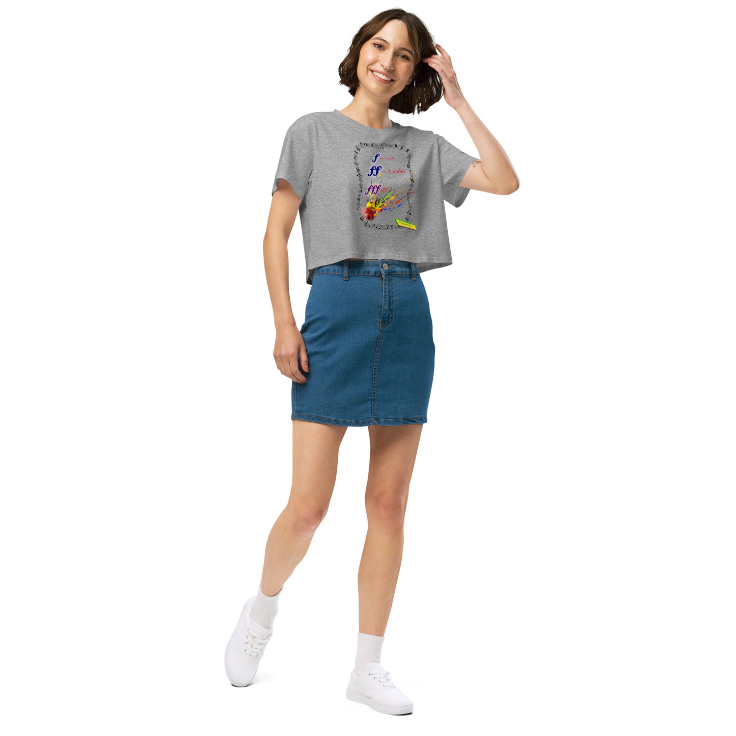 Triple Forte (FFF)-SPLAT  |  Women's Crop Top Crew Neck t-shirt