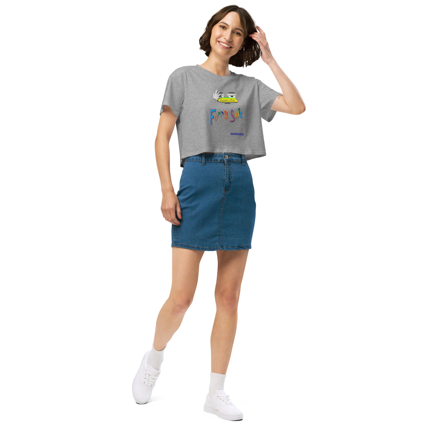 PunsterWear Funny Shi(r)t Logo (Top)  |  Women's Crop Top Crew Neck t-shirt
