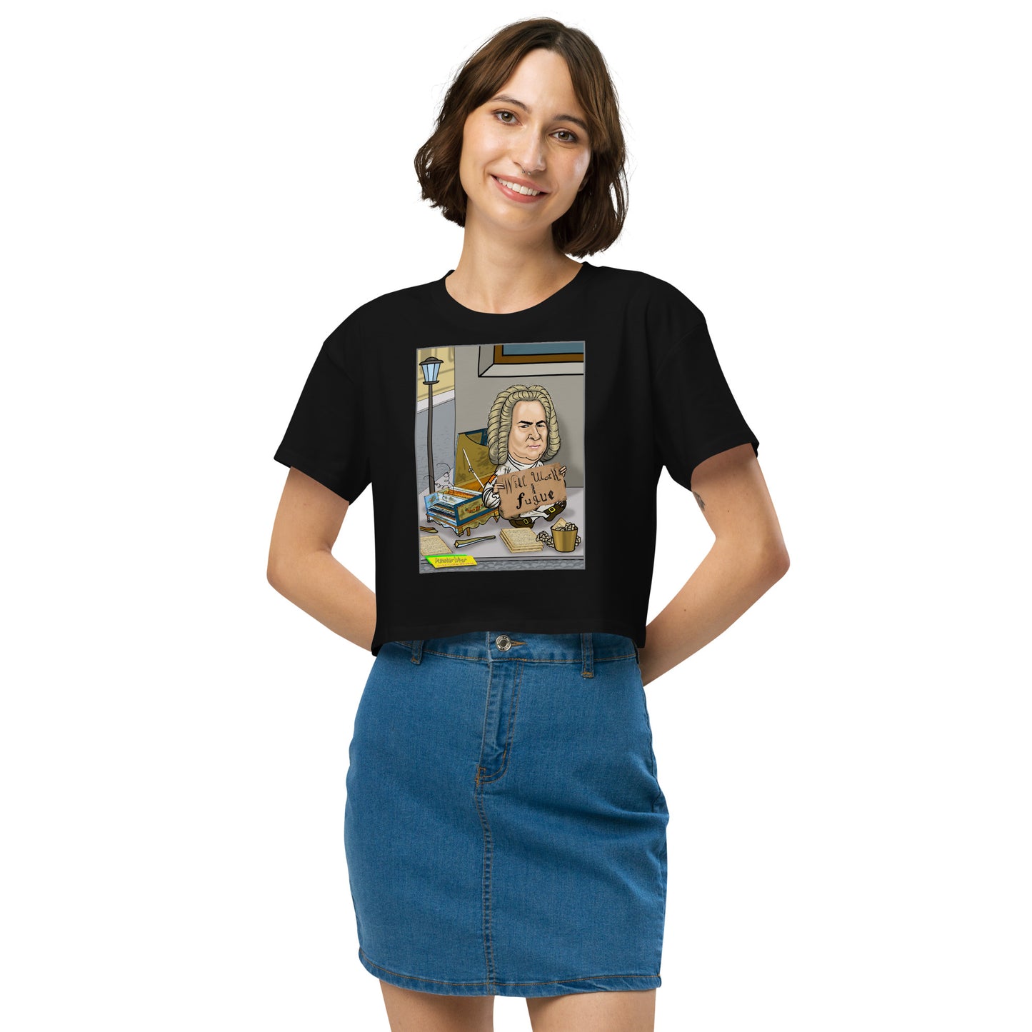 WILL WORK FOR FUGUE  |  Women's Crop Top Crew Neck t-shirt