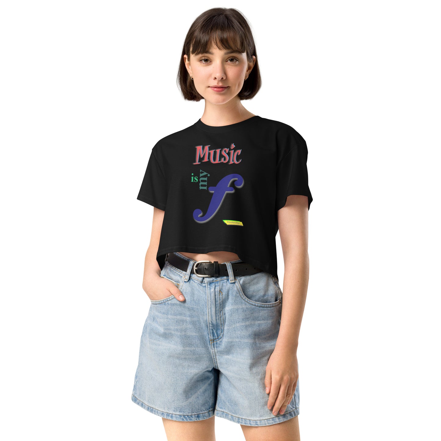 MUSIC IS MY F (FORTE)  |  Women's Crop Top Crew Neck t-shirt