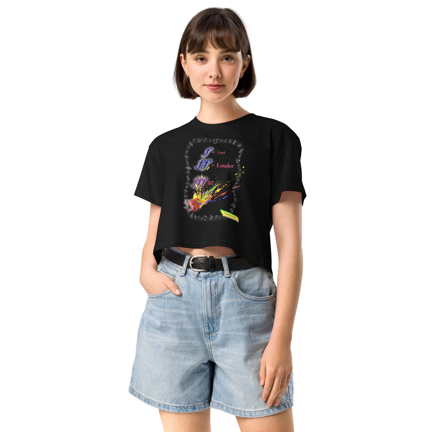 Triple Forte (FFF)-SPLAT  |  Women's Crop Top Crew Neck t-shirt