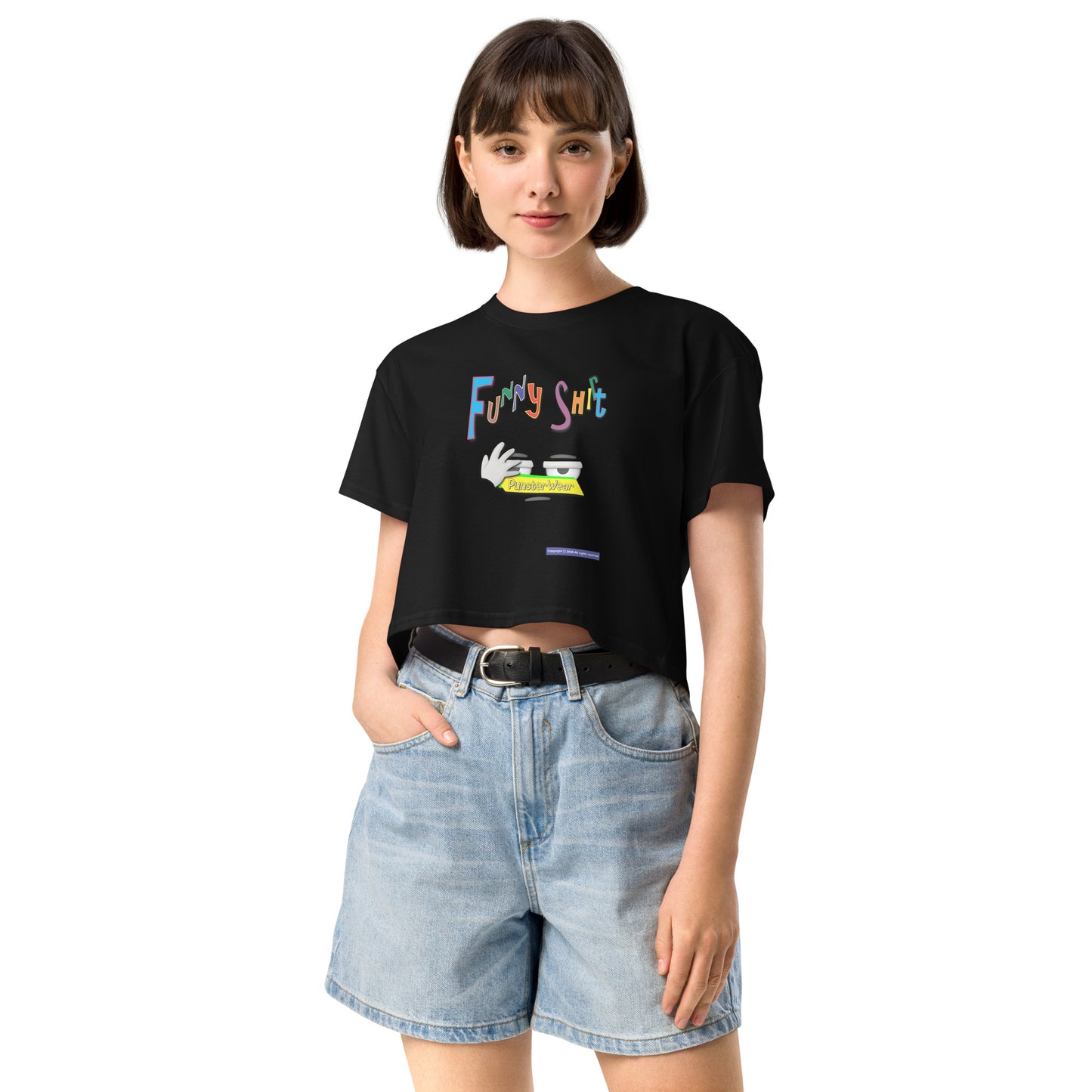 PunsterWear Funny Shi(r)t Logo (Bottom)  |  Women's Crop Top Crew Neck t-shirt