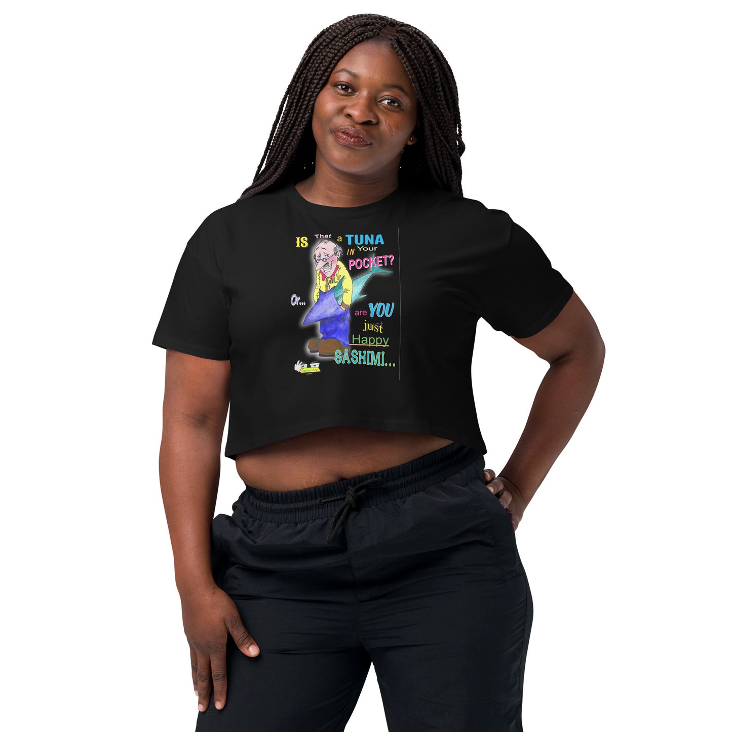 HAPPY SASHIMI  |  Women's Crop Top Crew Neck t-shirt
