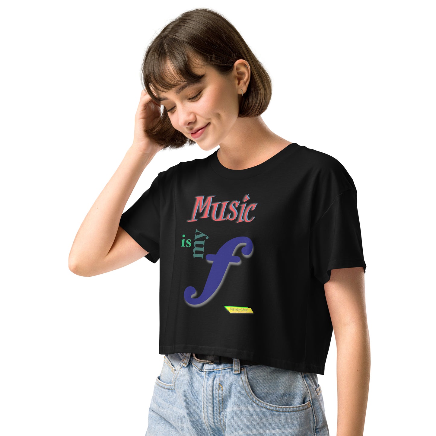 MUSIC IS MY F (FORTE)  |  Women's Crop Top Crew Neck t-shirt