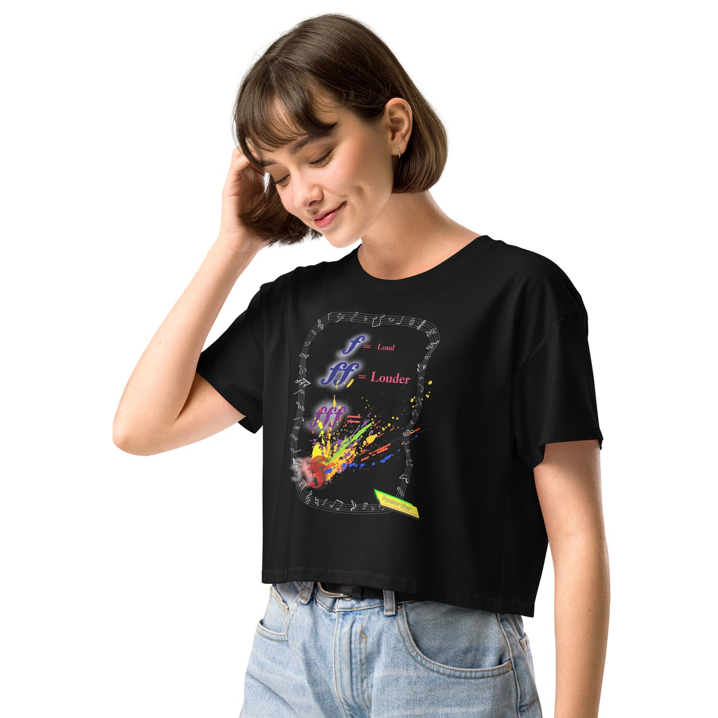 Triple Forte (FFF)-SPLAT  |  Women's Crop Top Crew Neck t-shirt