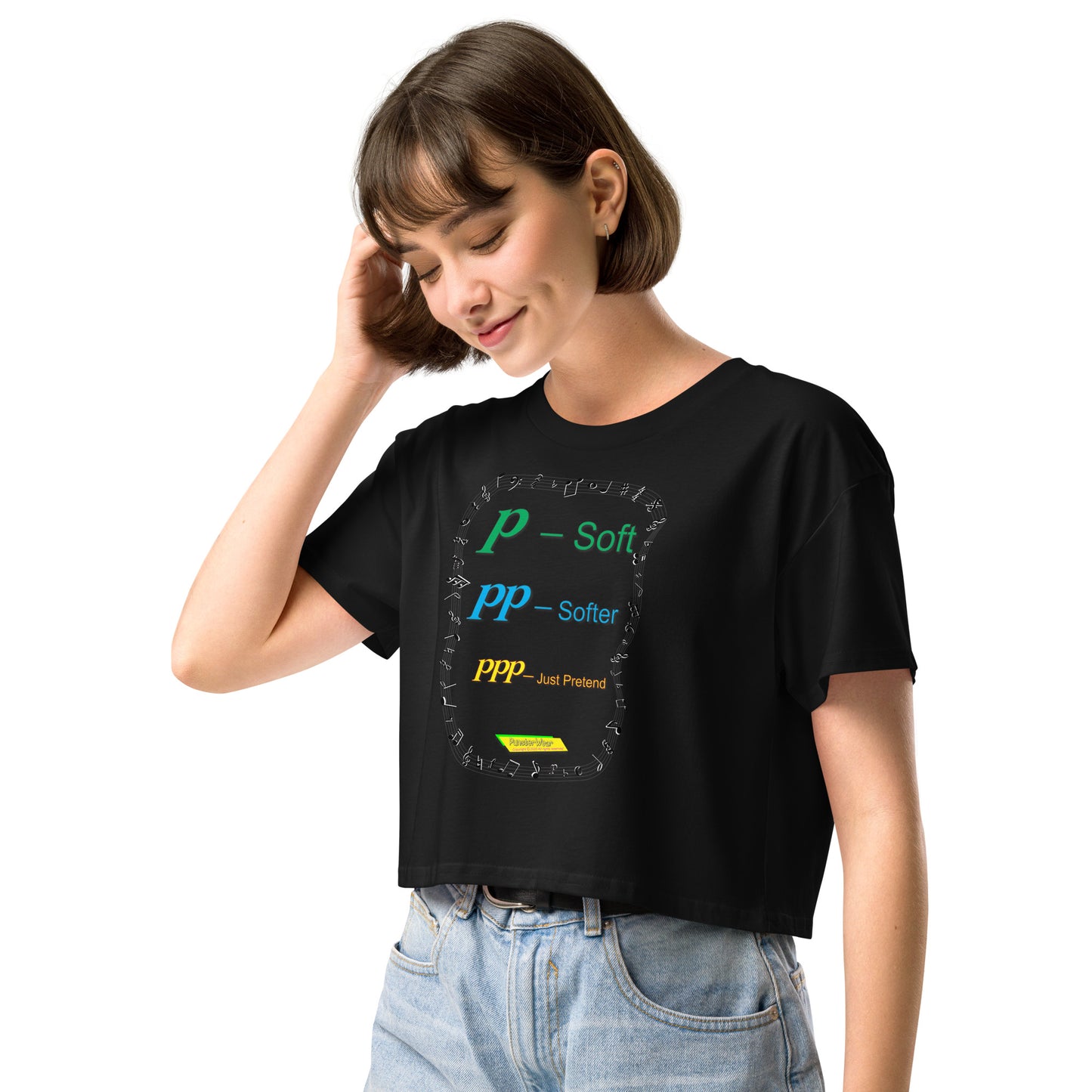 Triple Pianissimo (PPP)-JUST PRETEND  |  Women's Crop Top Crew Neck t-shirt