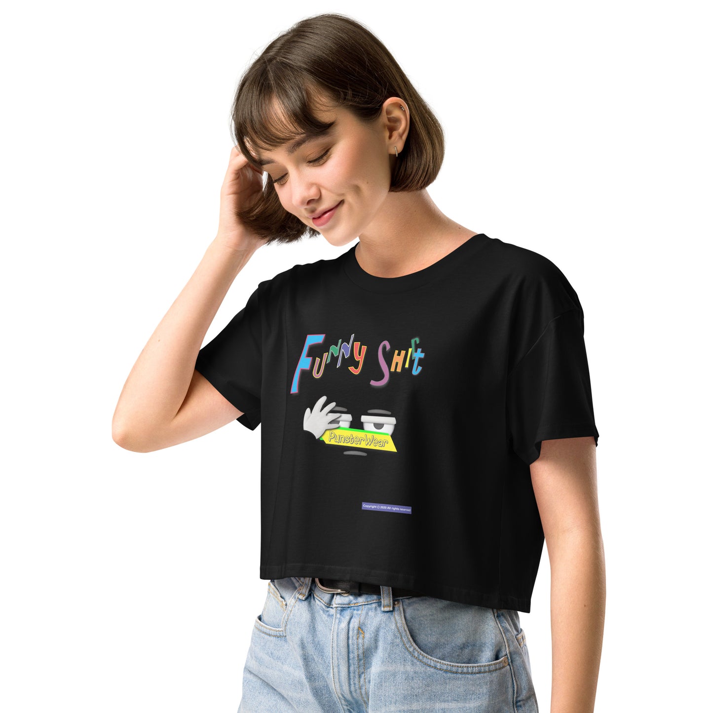 PunsterWear Funny Shi(r)t Logo (Bottom)  |  Women's Crop Top Crew Neck t-shirt