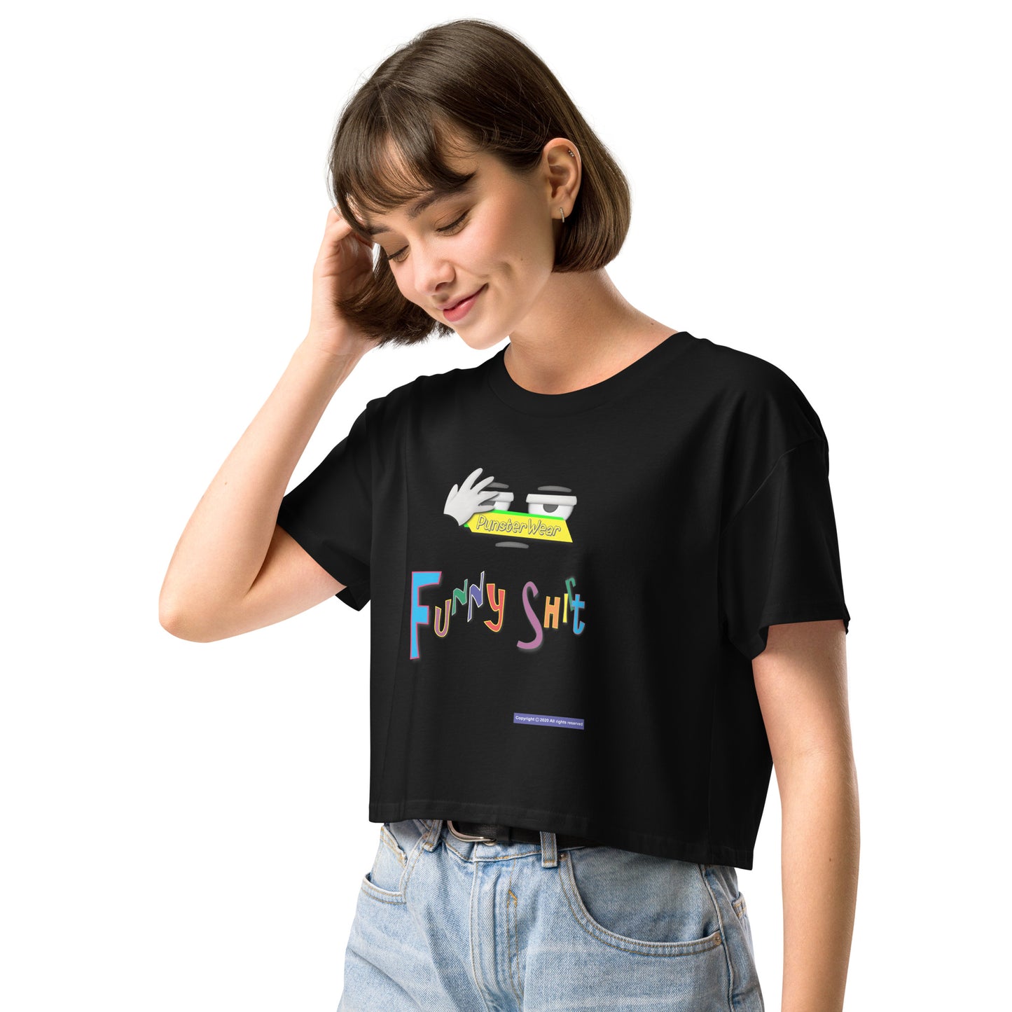 PunsterWear Funny Shi(r)t Logo (Top)  |  Women's Crop Top Crew Neck t-shirt