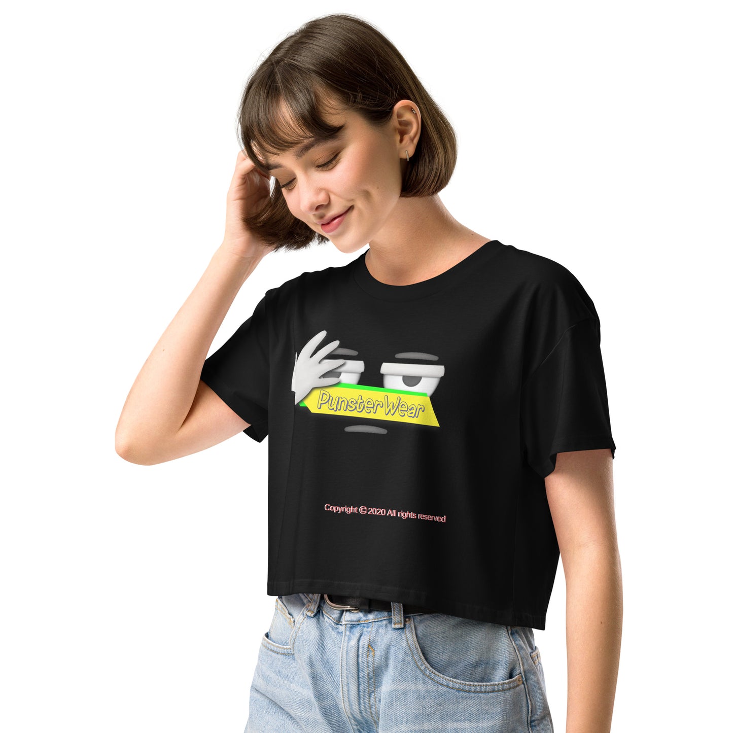 PunsterWear Logo  |  Women's Crop Top Crew Neck t-shirt