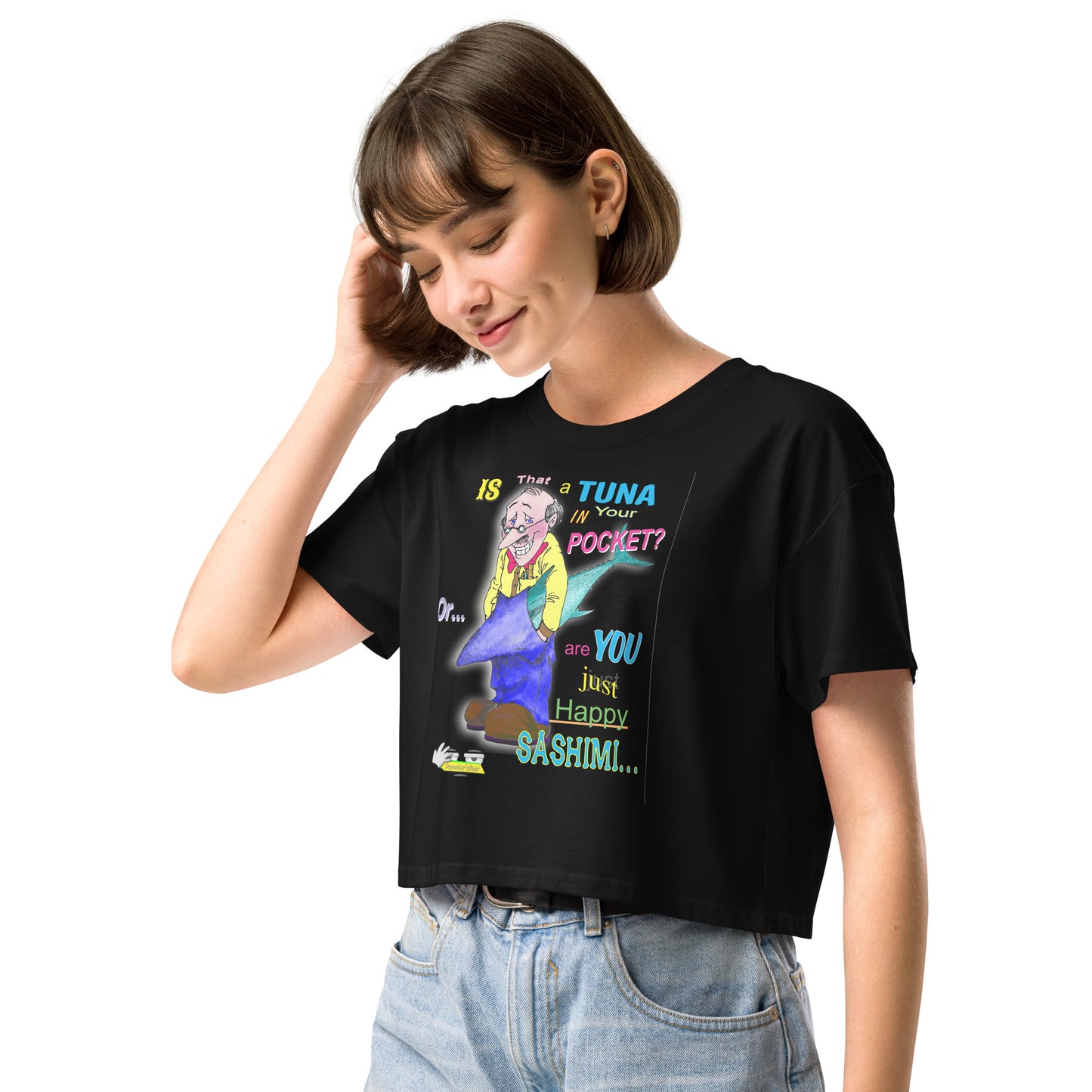 HAPPY SASHIMI  |  Women's Crop Top Crew Neck t-shirt