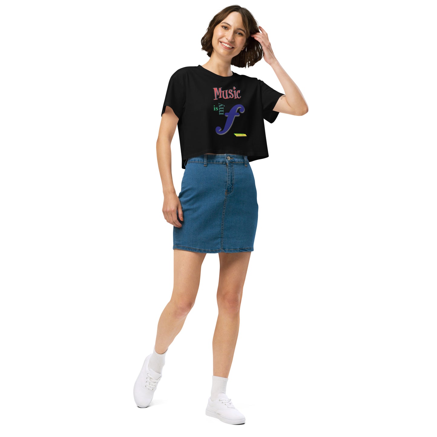 MUSIC IS MY F (FORTE)  |  Women's Crop Top Crew Neck t-shirt