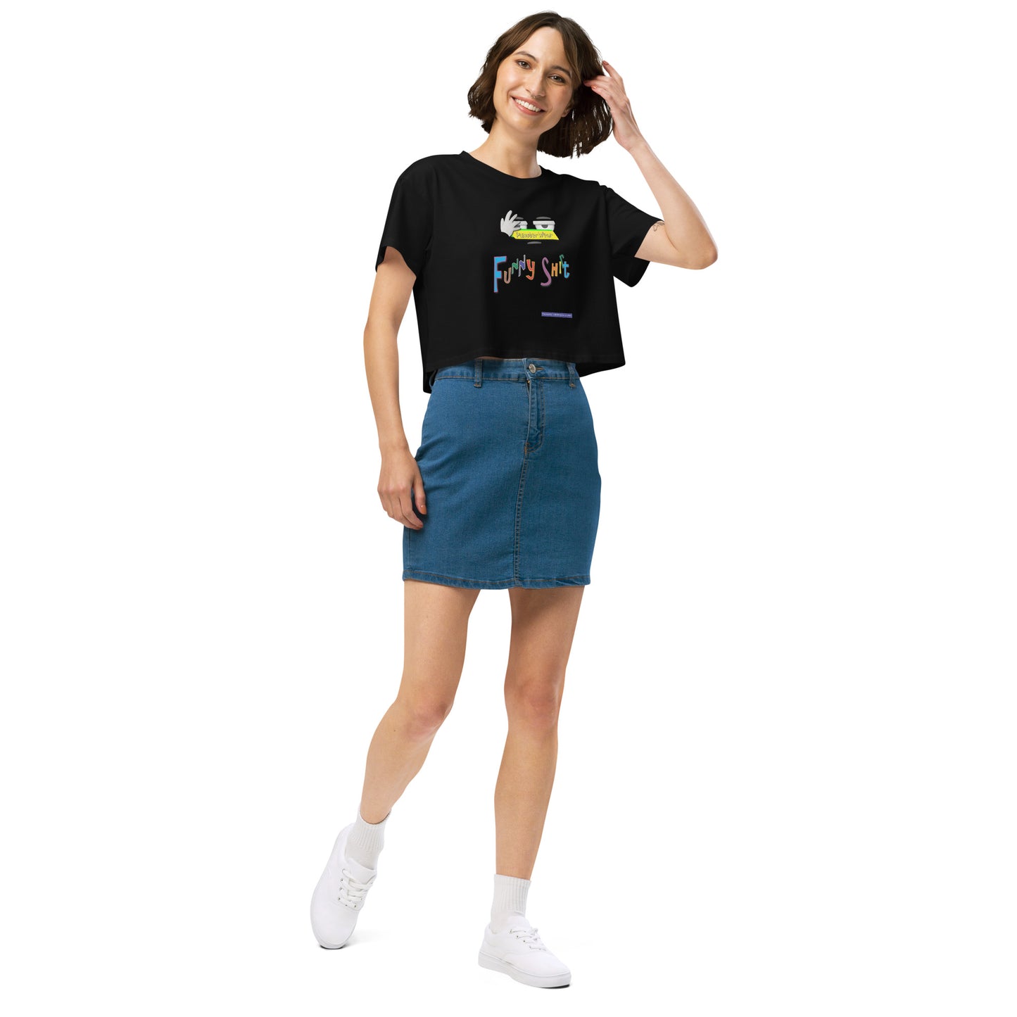 PunsterWear Funny Shi(r)t Logo (Top)  |  Women's Crop Top Crew Neck t-shirt