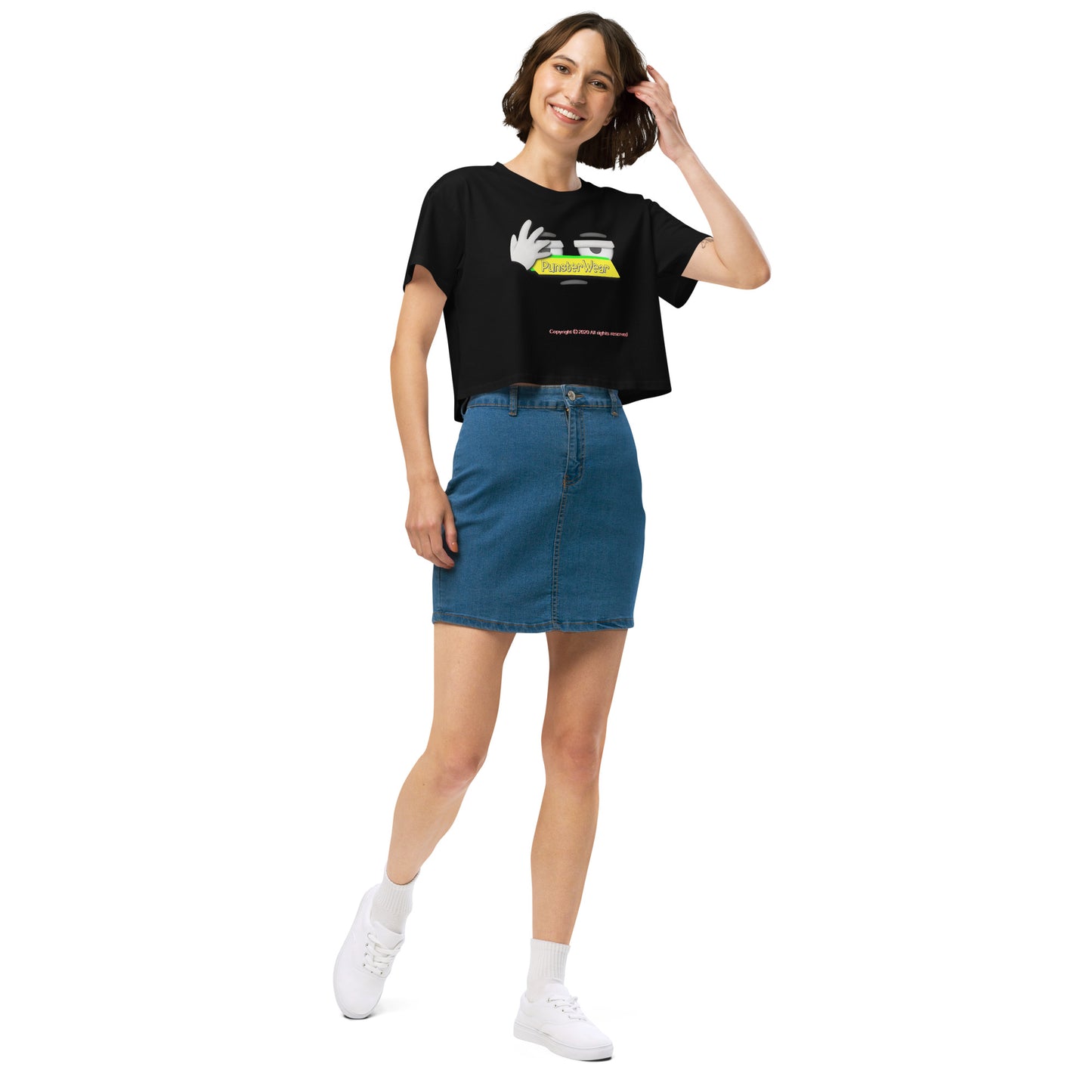 PunsterWear Logo  |  Women's Crop Top Crew Neck t-shirt