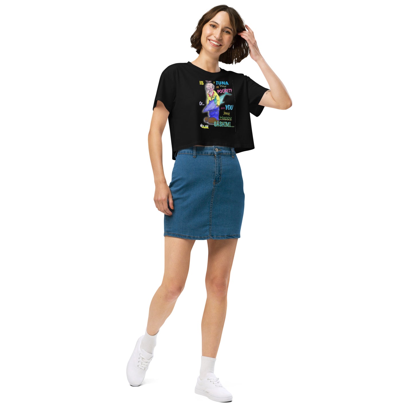 HAPPY SASHIMI  |  Women's Crop Top Crew Neck t-shirt