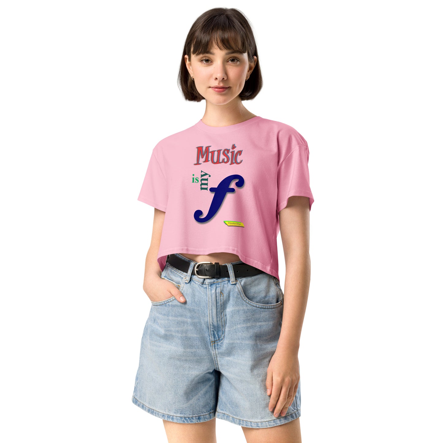 MUSIC IS MY F (FORTE)  |  Women's Crop Top Crew Neck t-shirt