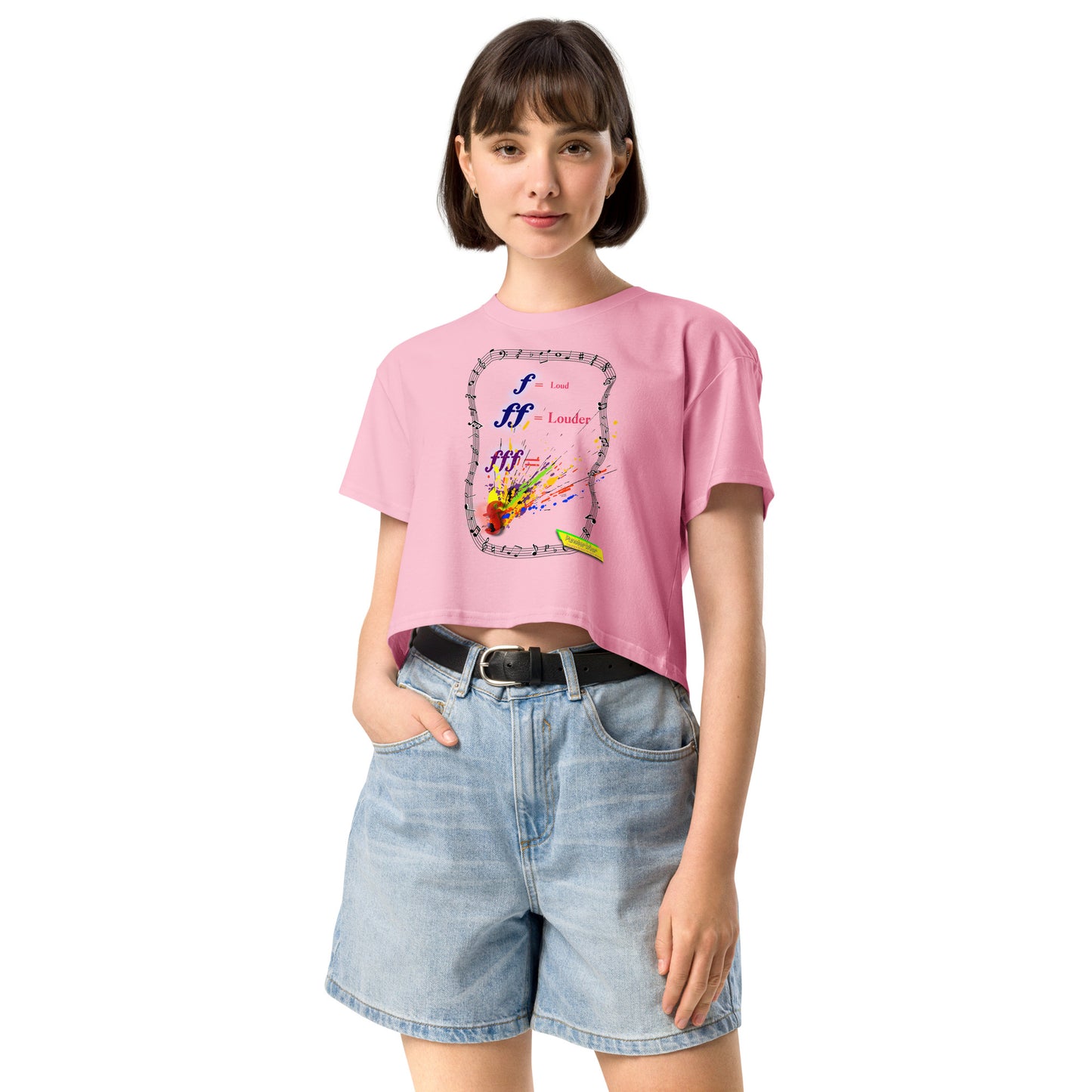 Triple Forte (FFF)-SPLAT  |  Women's Crop Top Crew Neck t-shirt