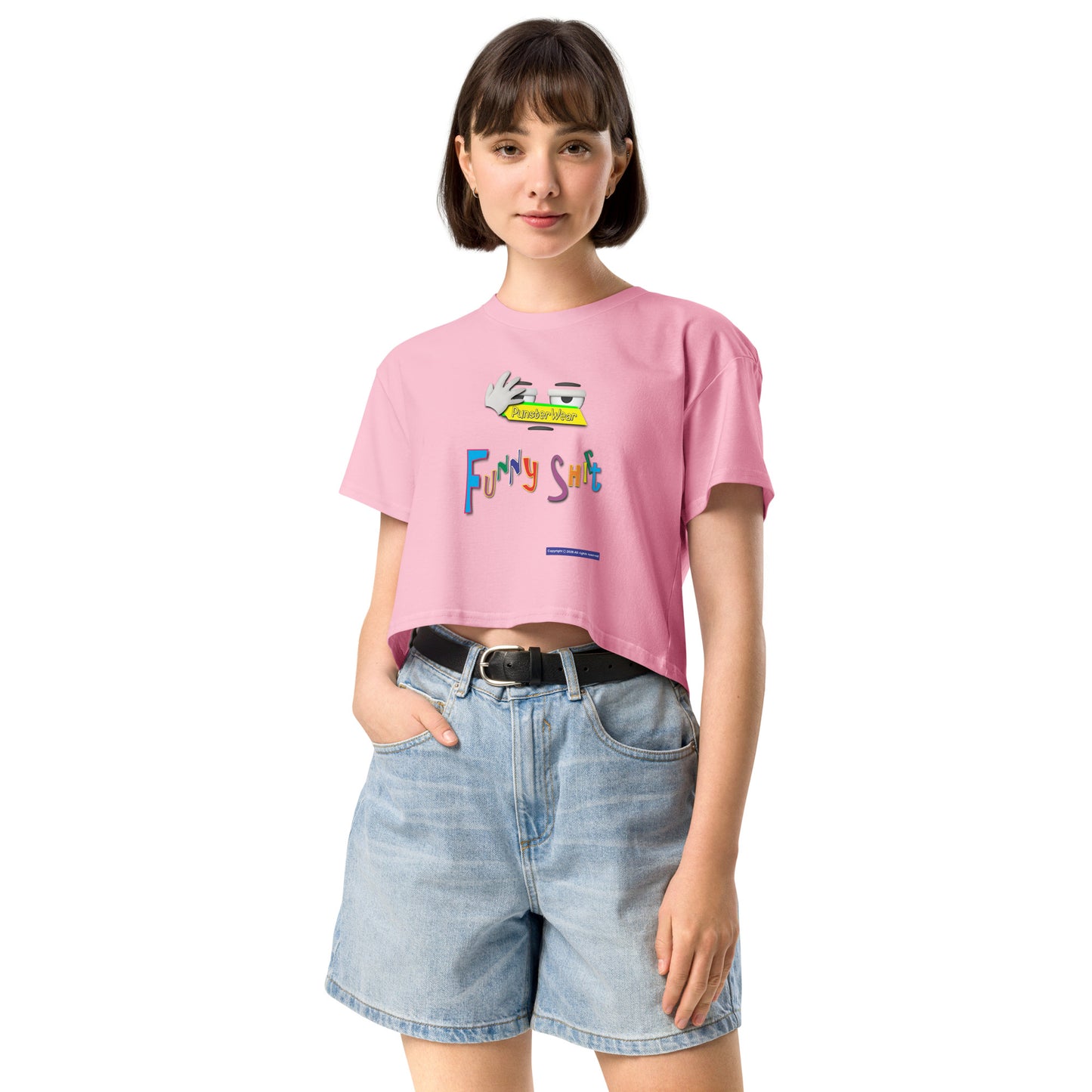 PunsterWear Funny Shi(r)t Logo (Top)  |  Women's Crop Top Crew Neck t-shirt