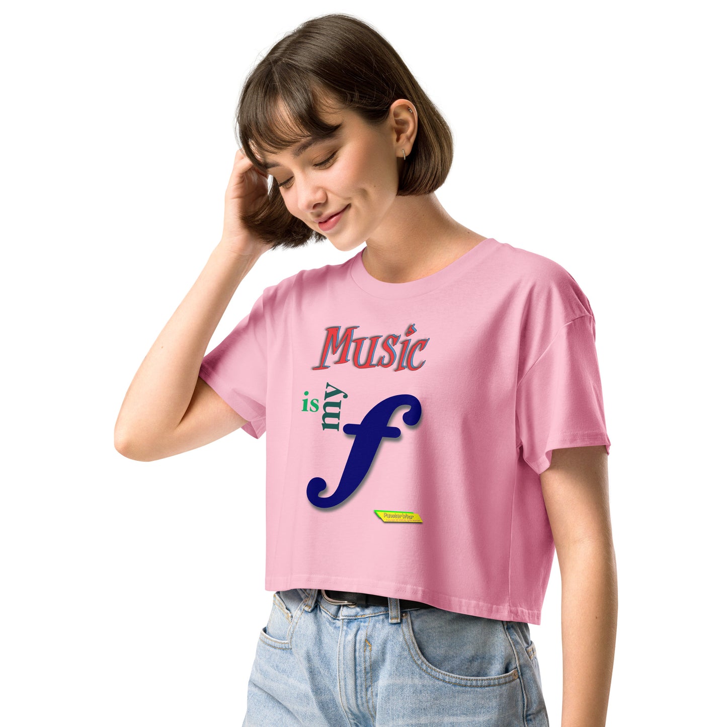 MUSIC IS MY F (FORTE)  |  Women's Crop Top Crew Neck t-shirt