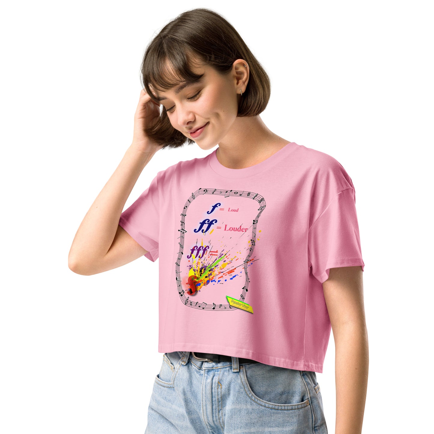 Triple Forte (FFF)-SPLAT  |  Women's Crop Top Crew Neck t-shirt