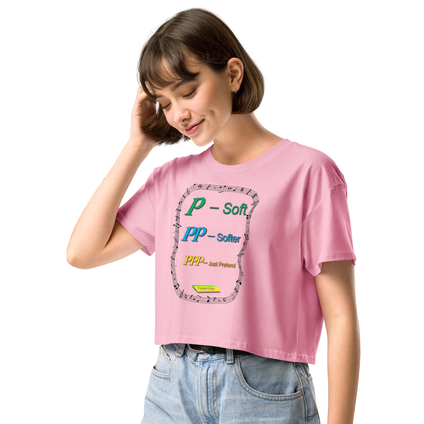 Triple Pianissimo (PPP)-JUST PRETEND  |  Women's Crop Top Crew Neck t-shirt