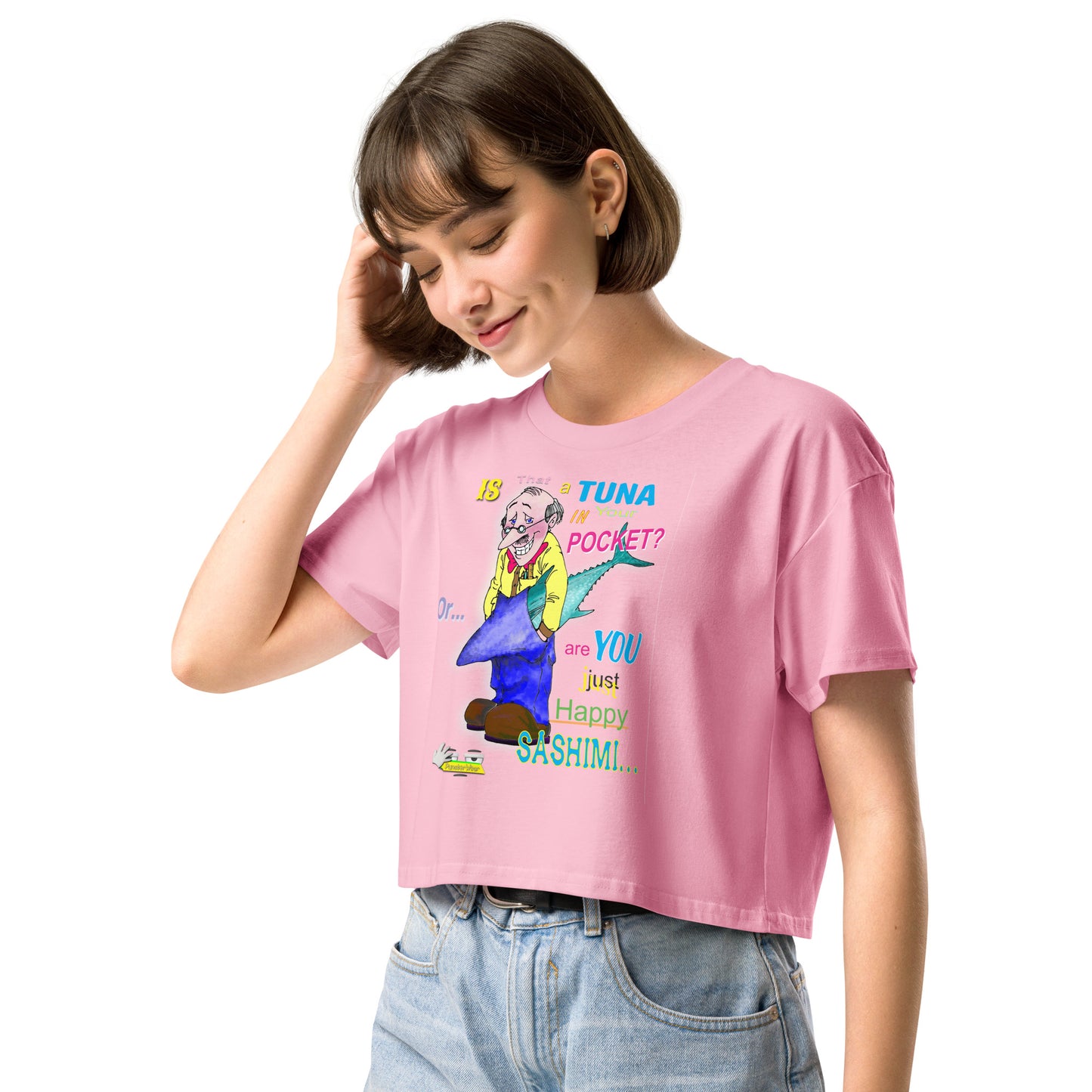 HAPPY SASHIMI  |  Women's Crop Top Crew Neck t-shirt